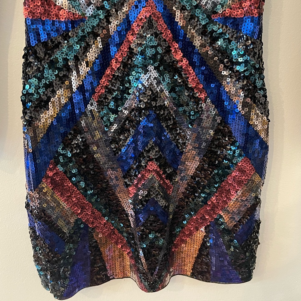 Express Sequin Rainbow Multi Color Sequin Dress S… - image 5